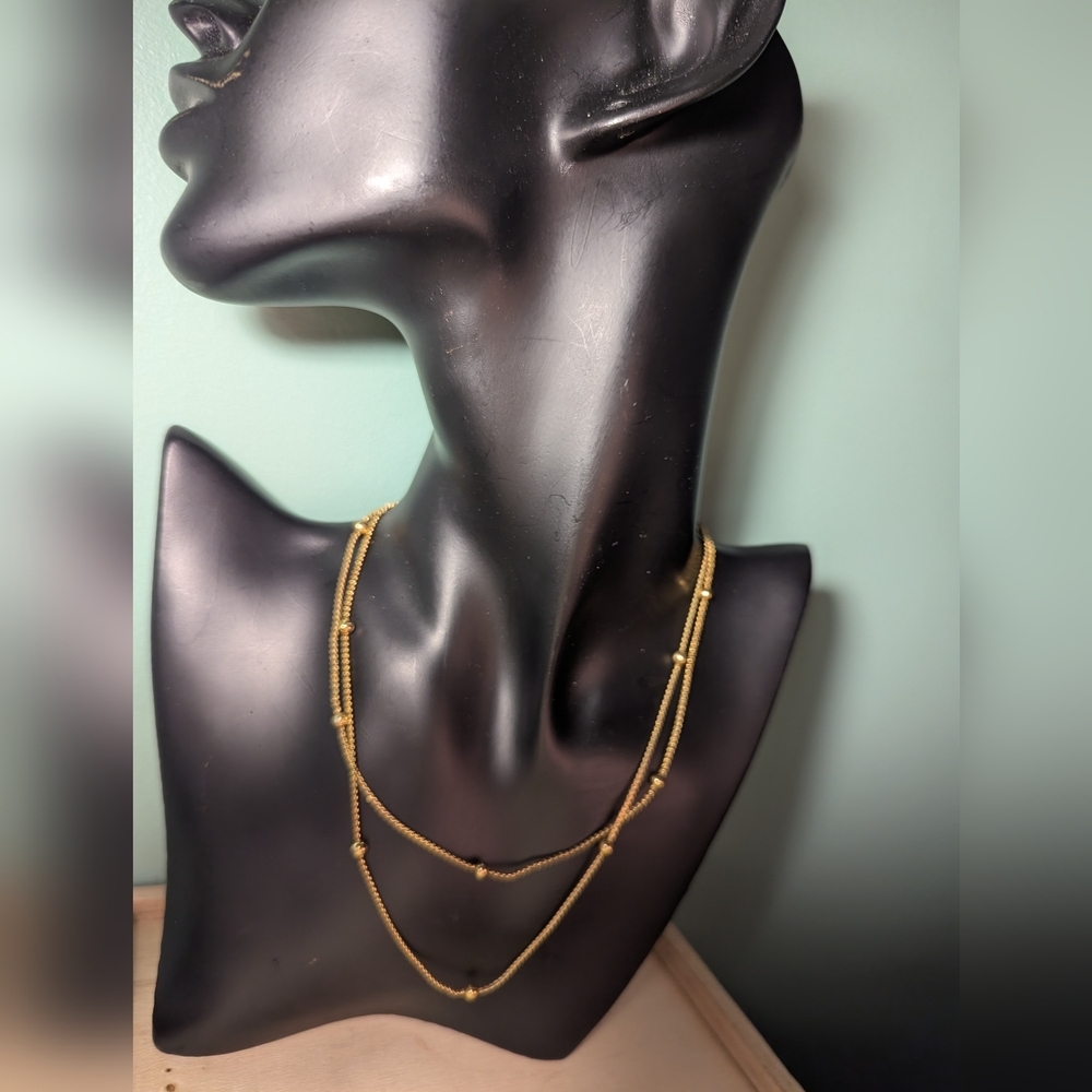 Napier Necklace Vintage Goldtone Beaded 14" Classic Delicate Office Layers